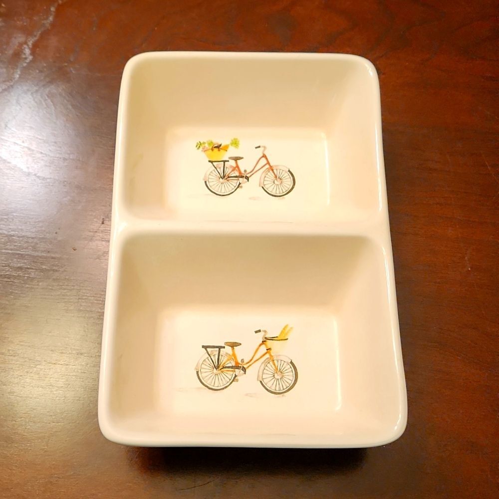 Rae Dunn Artistic Collection Divided Serving Dish w/ Bicycles